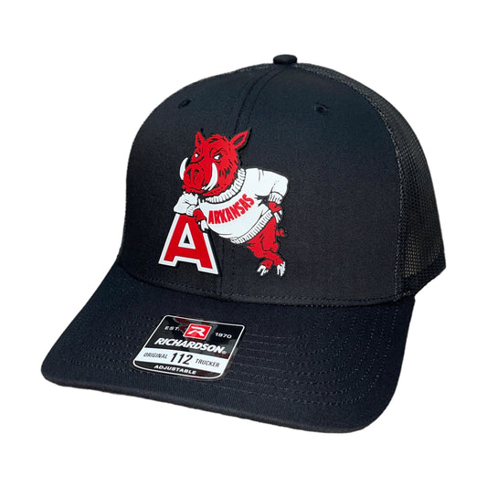 Arkansas Razorbacks- Leaning A 3D Snapback Trucker Hat- Black