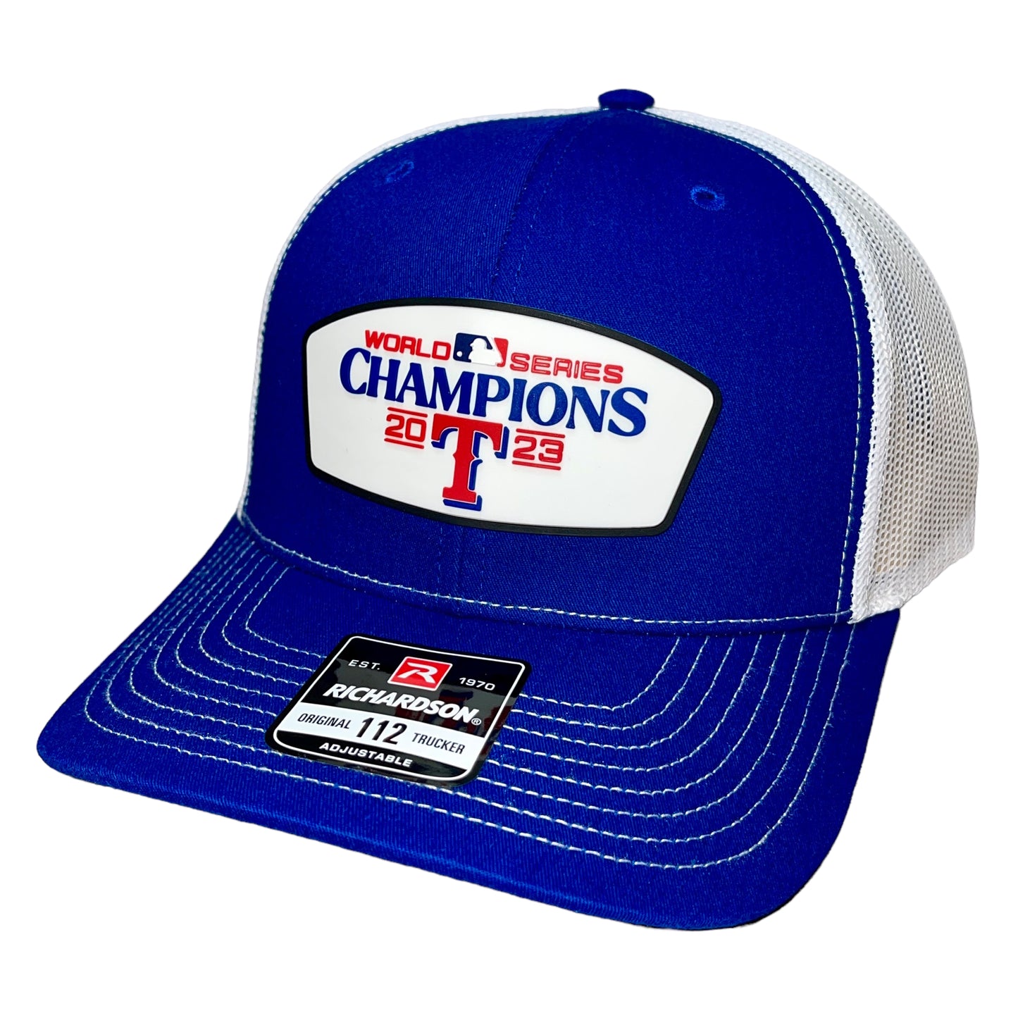 Texas Rangers 2023 World Series Champions 3D Snapback Trucker Hat- Royal/ White