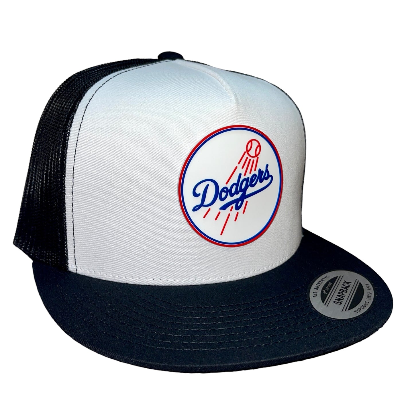 Los Angeles Dodgers 3D YP Snapback Flat Bill Trucker Hat- White/ Black - Ten Gallon Hat Co.