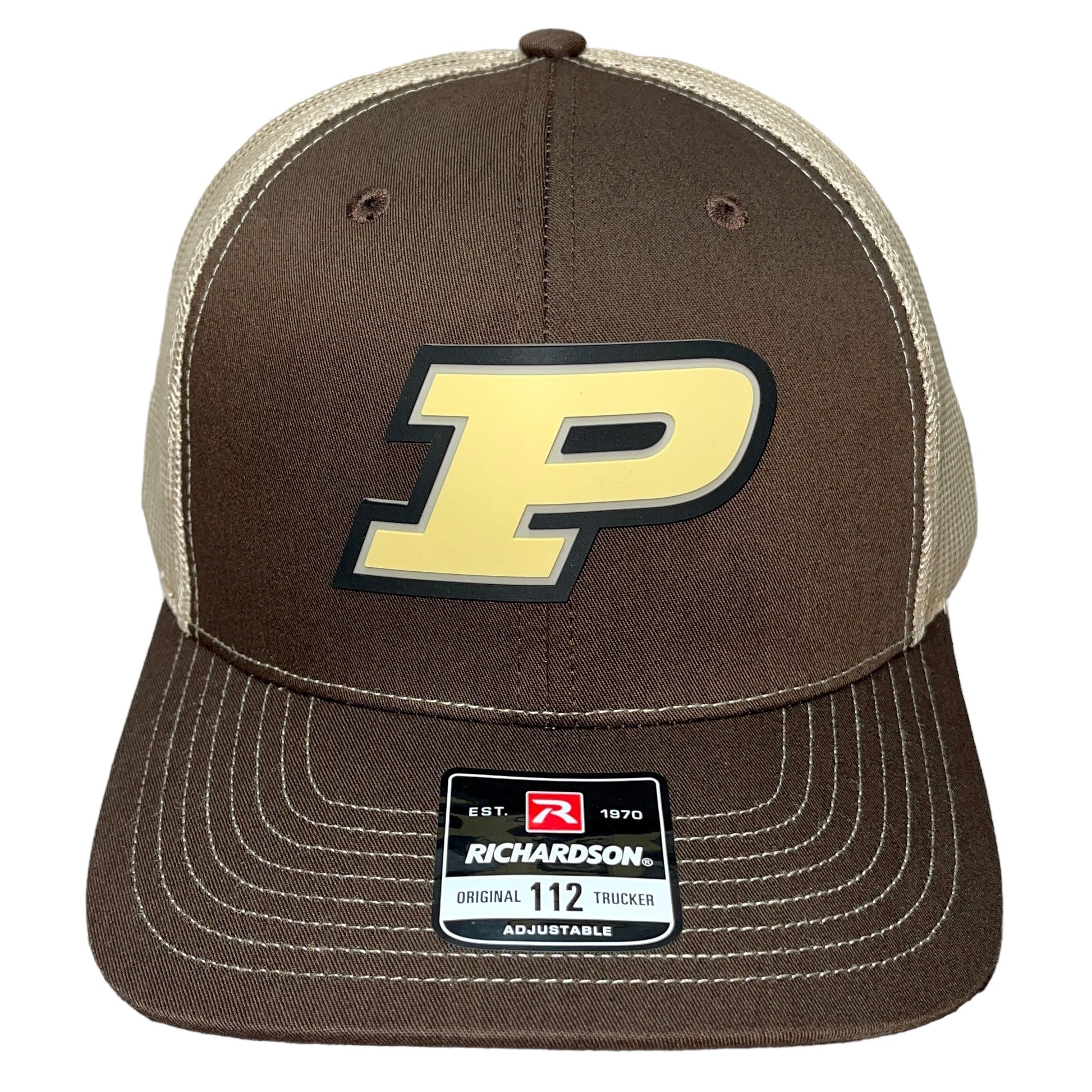 Purdue Boilermakers 3D Snapback Trucker Hat- Brown/ Tan - Ten Gallon Hat Co.