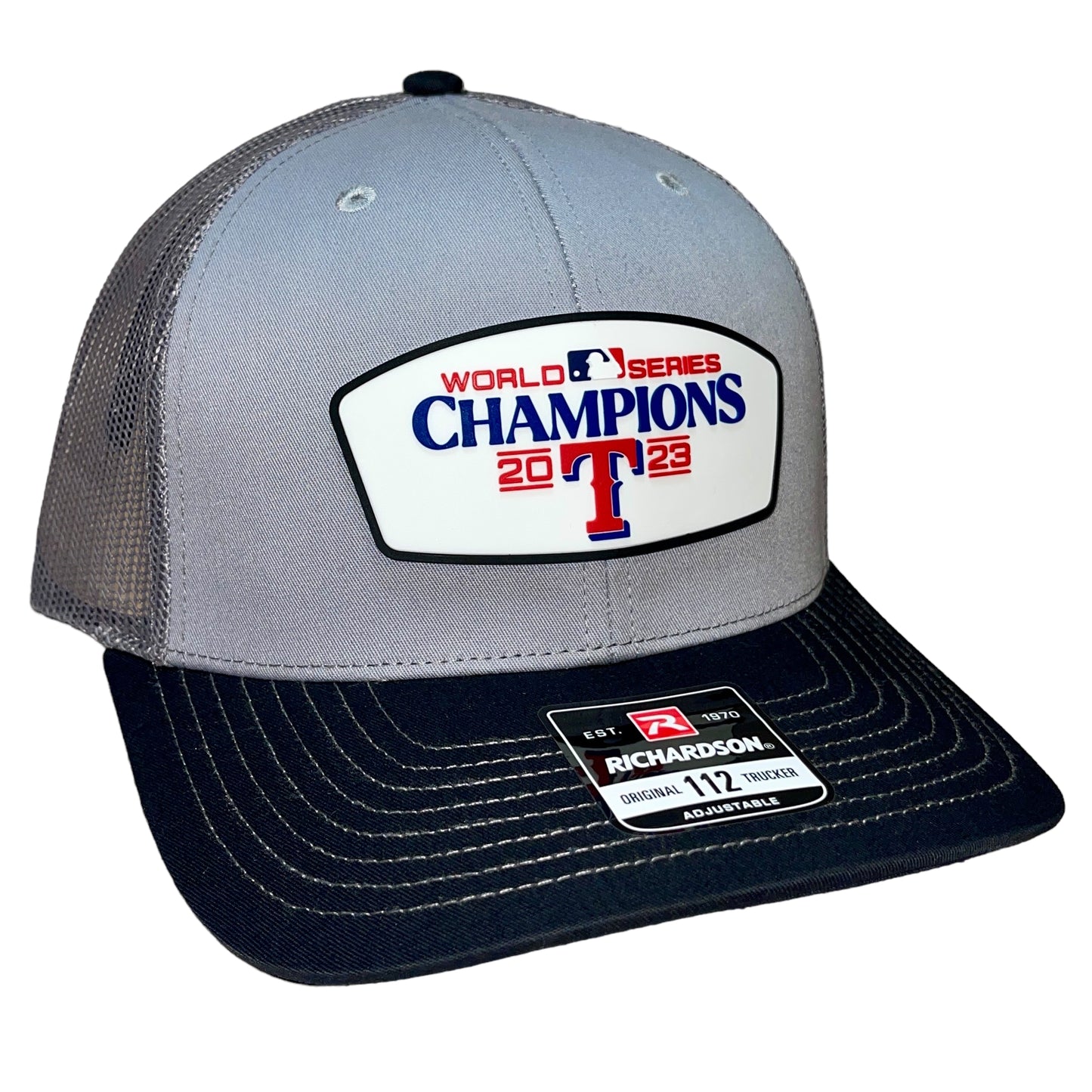 Texas Rangers 2023 World Series Champion 3D Snapback Trucker Hat- Grey/ Charcoal/ Black