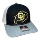 Colorado Buffaloes 3D Snapback Trucker Hat- Black/ White/ Heather Grey