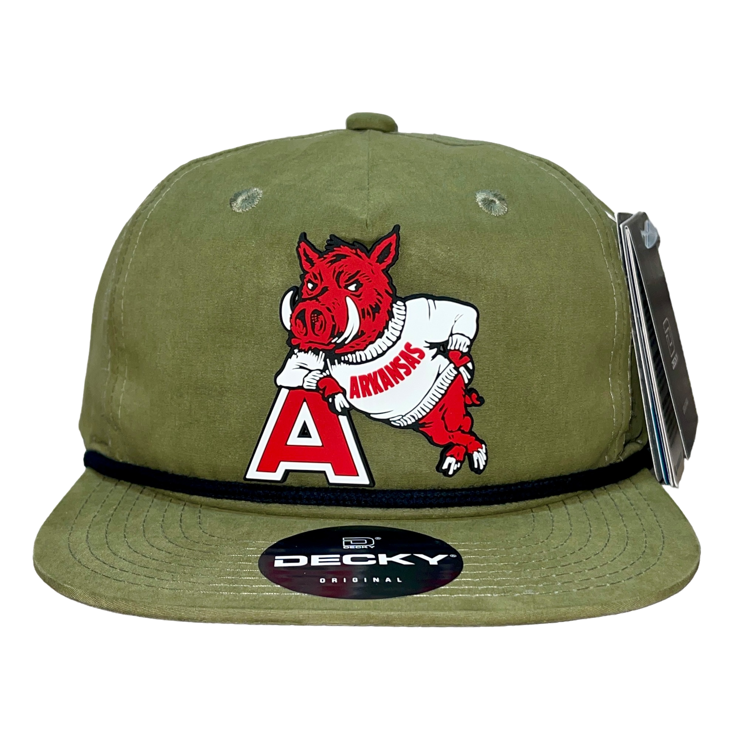 Arkansas Razorbacks- Leaning A 3D Classic Rope Hat- Loden/ Black - Ten Gallon Hat Co.