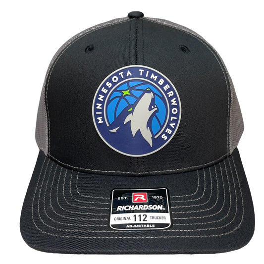 Minnesota Timberwolves 3D Snapback Trucker Hat- Black/ Charcoal - Ten Gallon Hat Co.