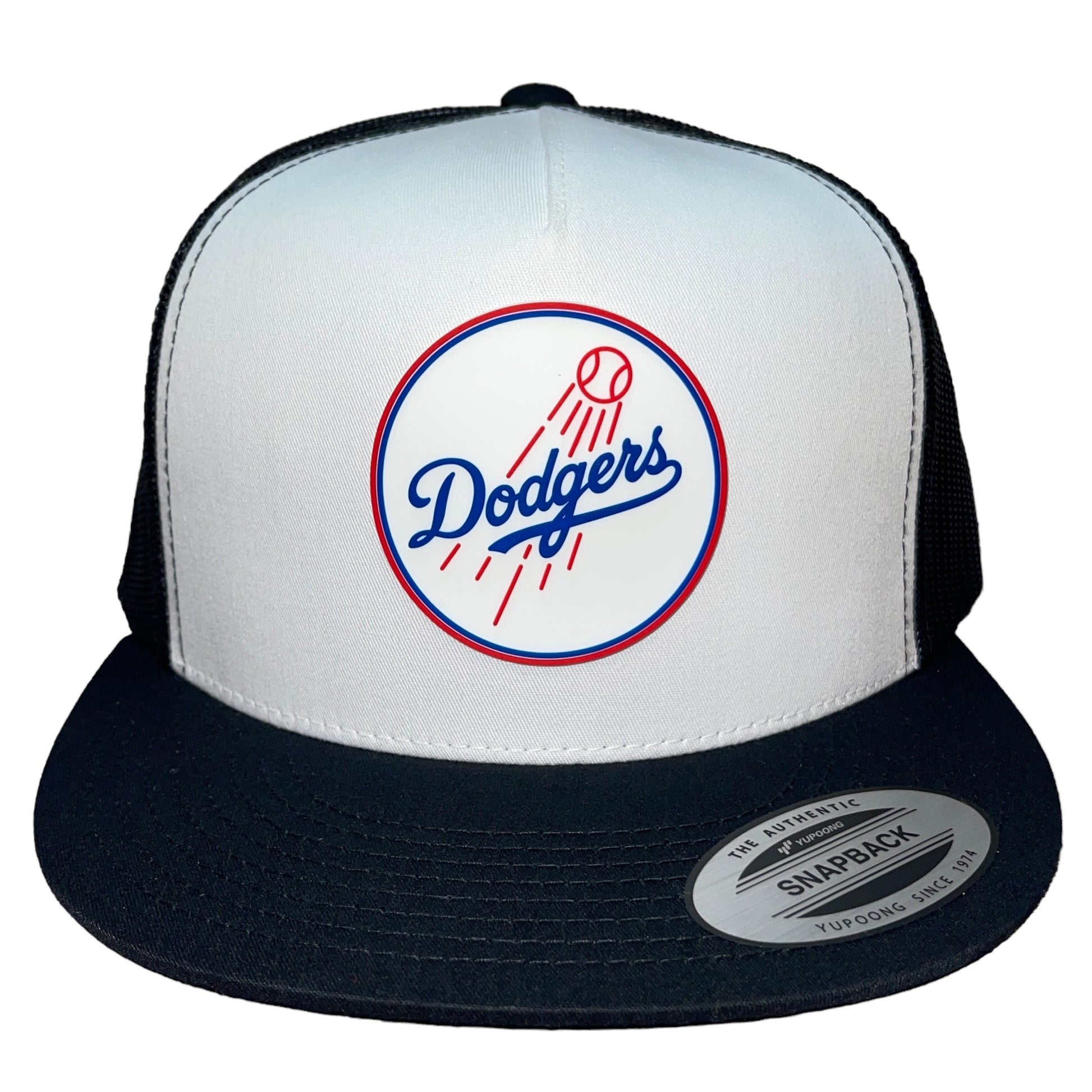 Los Angeles Dodgers 3D YP Snapback Flat Bill Trucker Hat- White/ Black - Ten Gallon Hat Co.