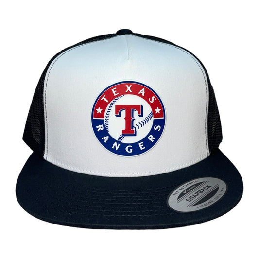 Texas Rangers 3D YP Snapback Flat Bill Trucker Hat- White/ Black