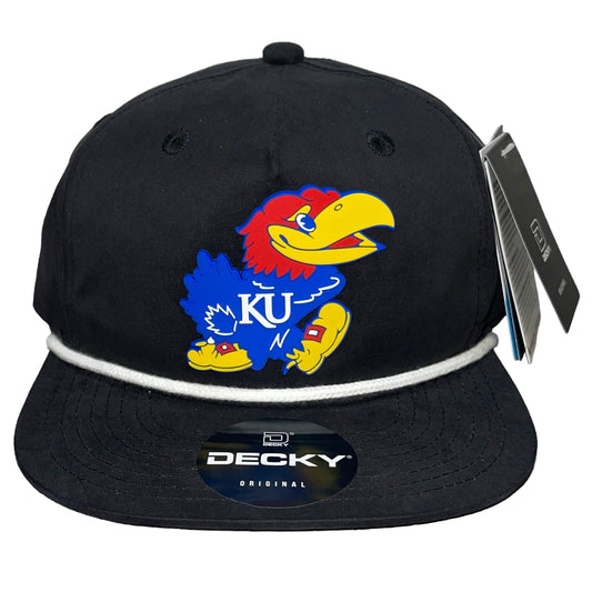 Kansas Jayhawks 3D Classic Rope Hat- Black/ White