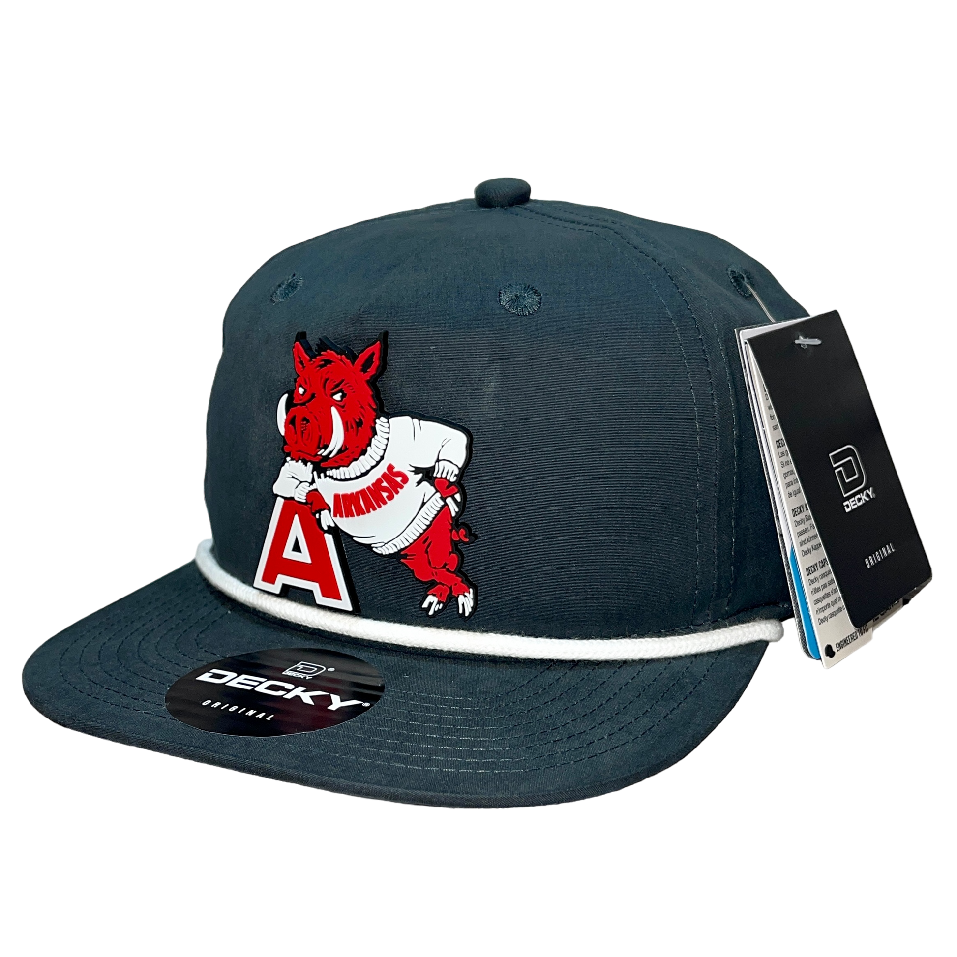 Arkansas Razorbacks- Leaning A 3D Classic Rope Hat- Charcoal/ White - Ten Gallon Hat Co.