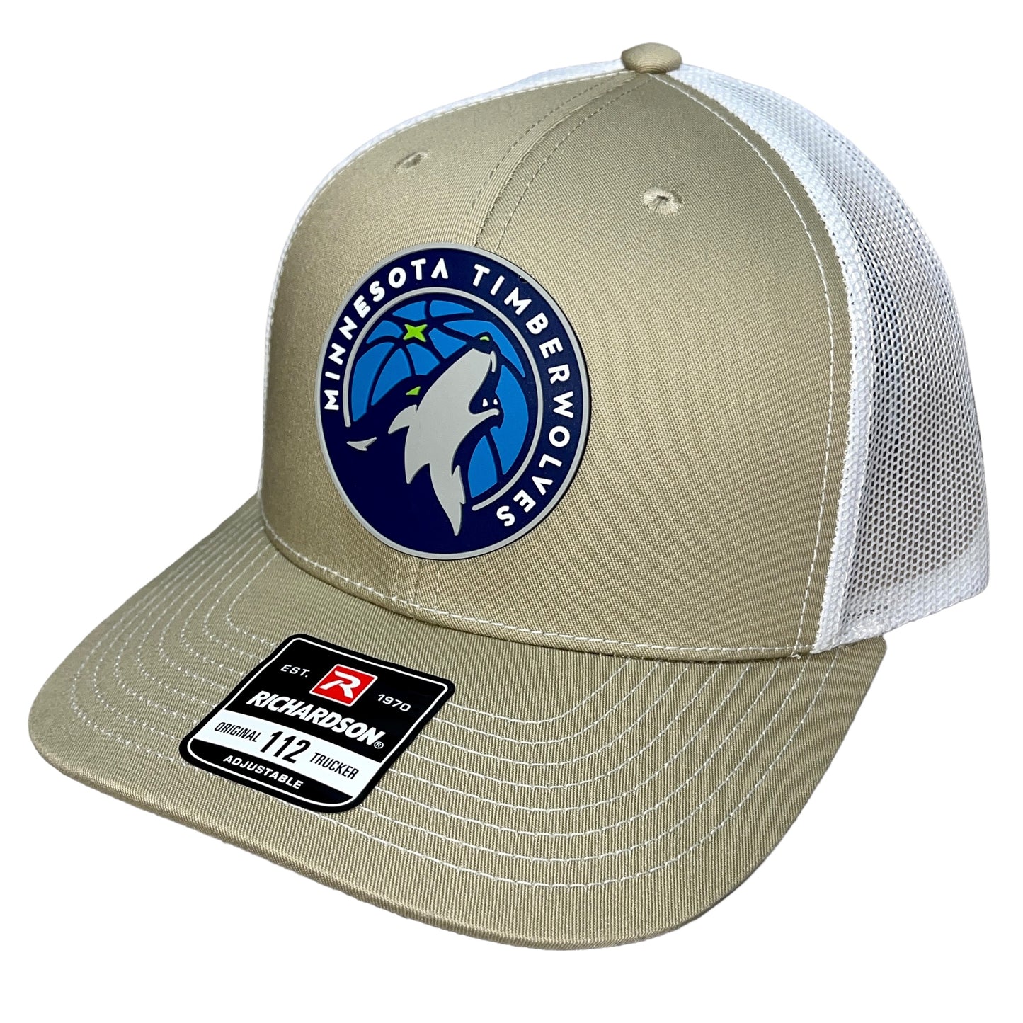 Minnesota Timberwolves 3D Snapback Trucker Hat- Tan/ White - Ten Gallon Hat Co.