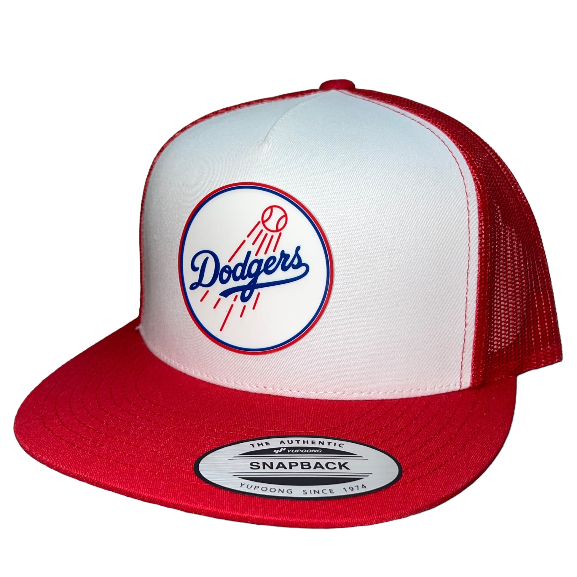 Los Angeles Dodgers 3D YP Snapback Flat Bill Trucker Hat- White/ Red - Ten Gallon Hat Co.