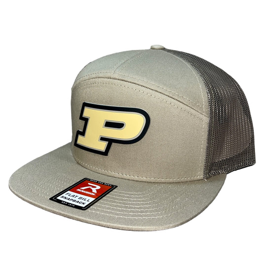 Purdue Boilermakers 3D Snapback Seven-Panel Flat Bill Trucker Hat- Loden - Ten Gallon Hat Co.