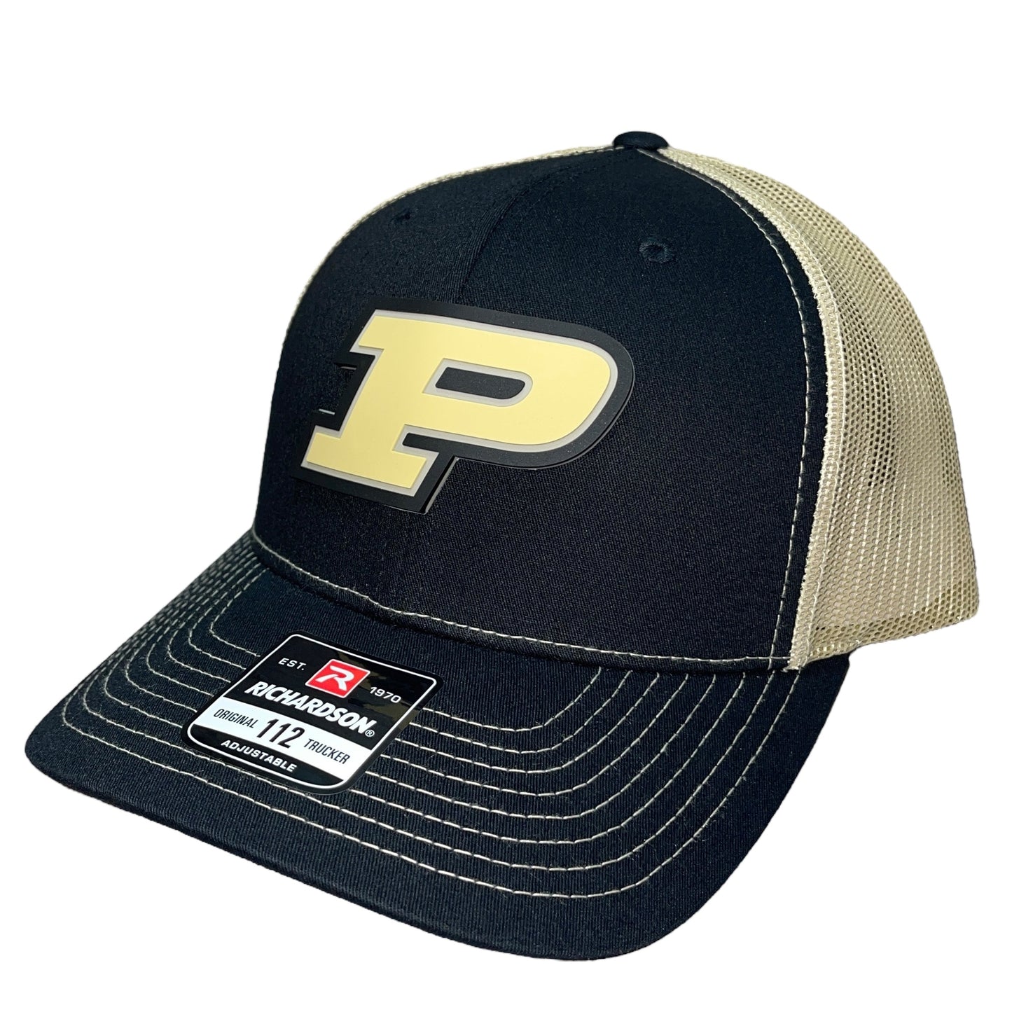 Purdue Boilermakers 3D Snapback Trucker Hat- Black/ Vegas Gold - Ten Gallon Hat Co.