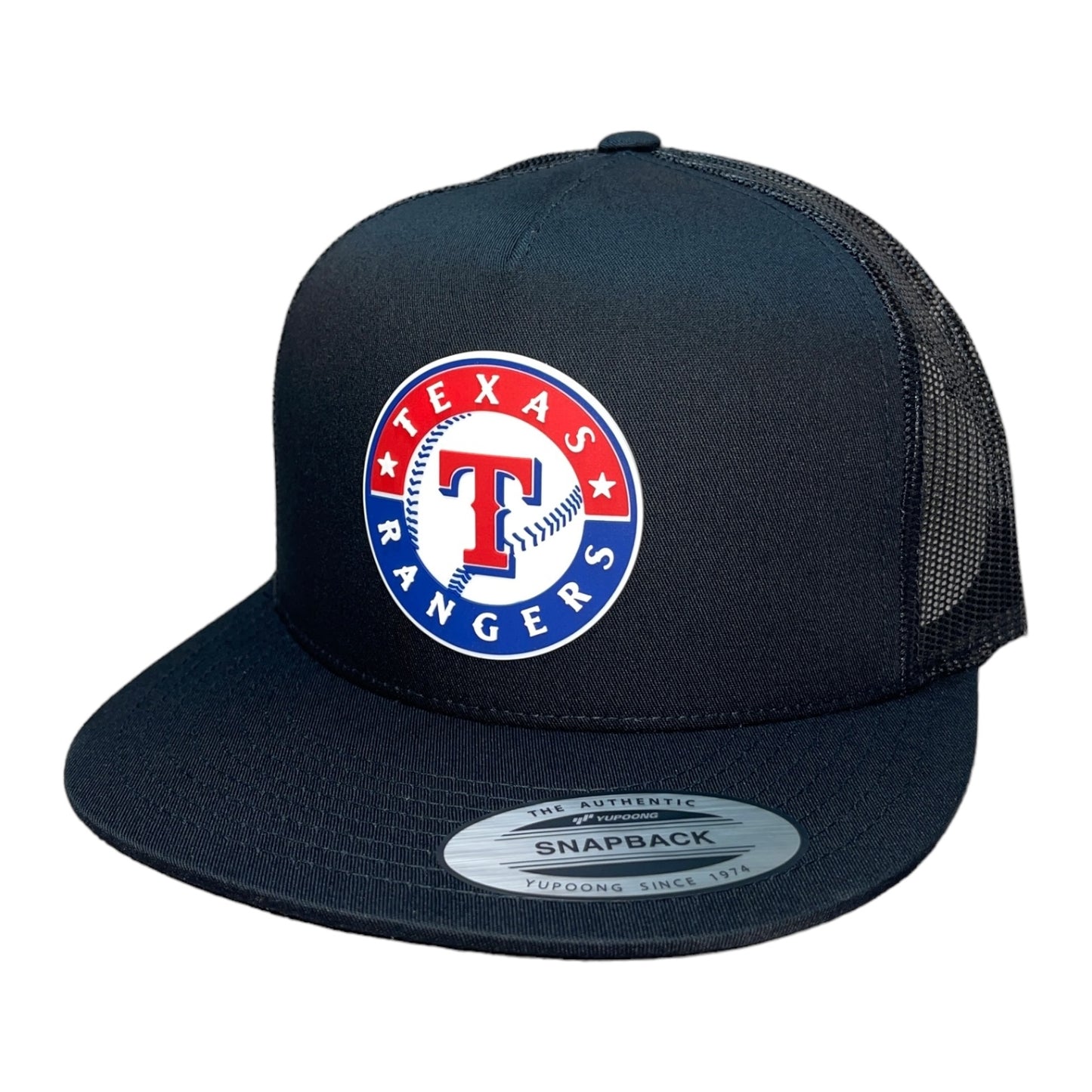 Texas Rangers 3D YP Snapback Flat Bill Trucker Hat- Black