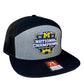 Michigan College Football Playoff 2023 National Champions 3D Snapback Seven-Panel Trucker Hat- Grey/ Black - Ten Gallon Hat Co.