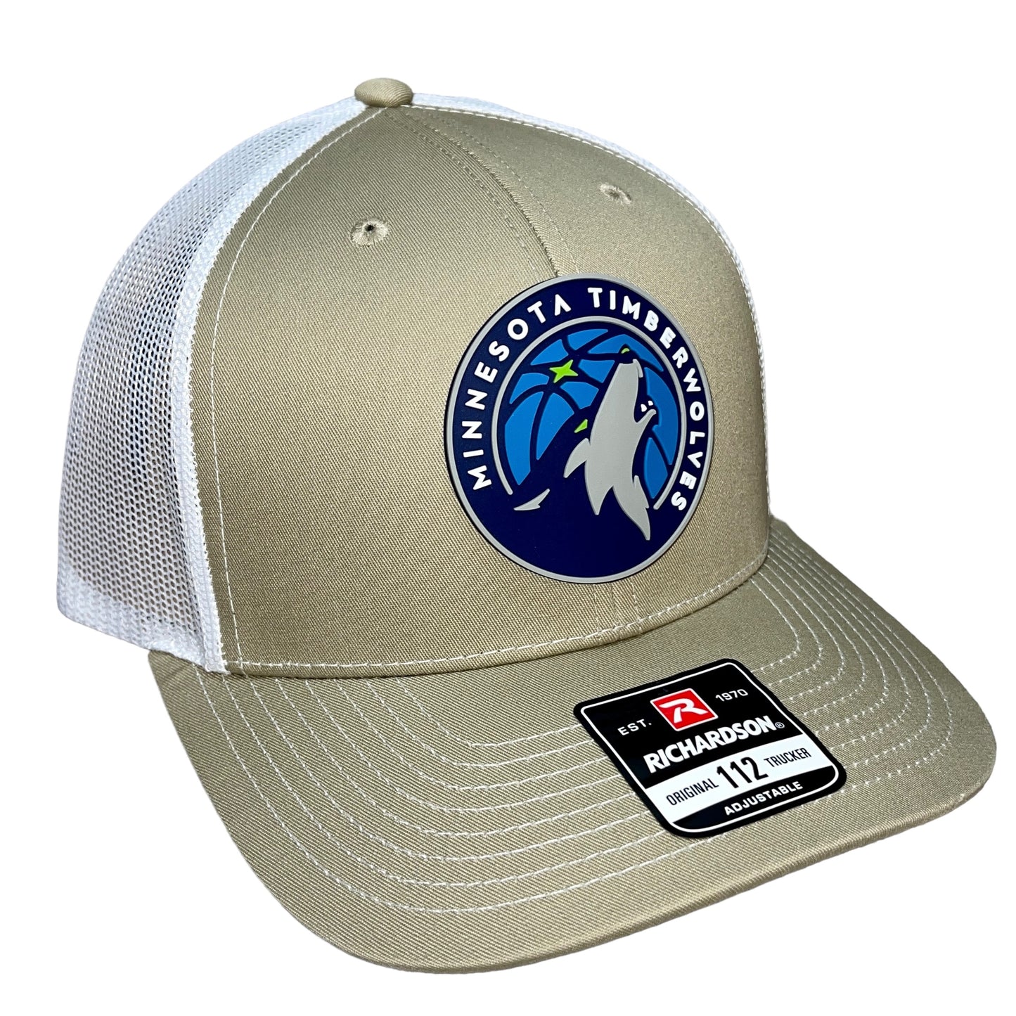 Minnesota Timberwolves 3D Snapback Trucker Hat- Tan/ White - Ten Gallon Hat Co.