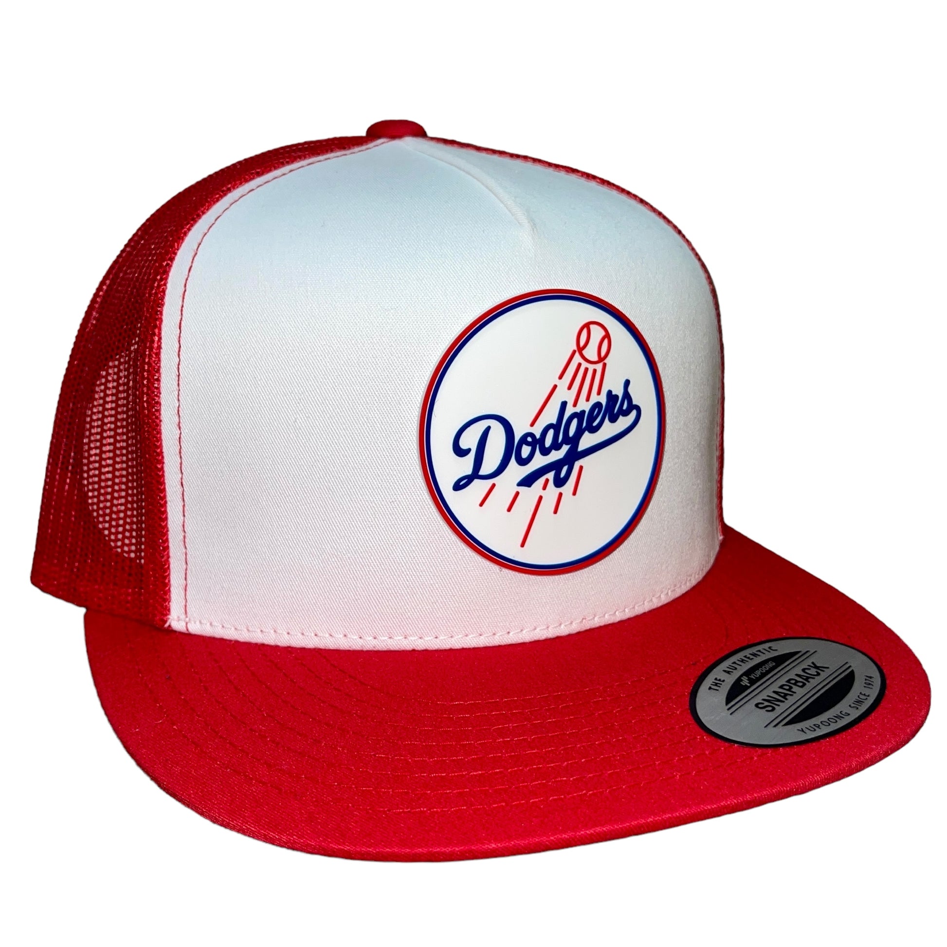 Los Angeles Dodgers 3D YP Snapback Flat Bill Trucker Hat- White/ Red - Ten Gallon Hat Co.