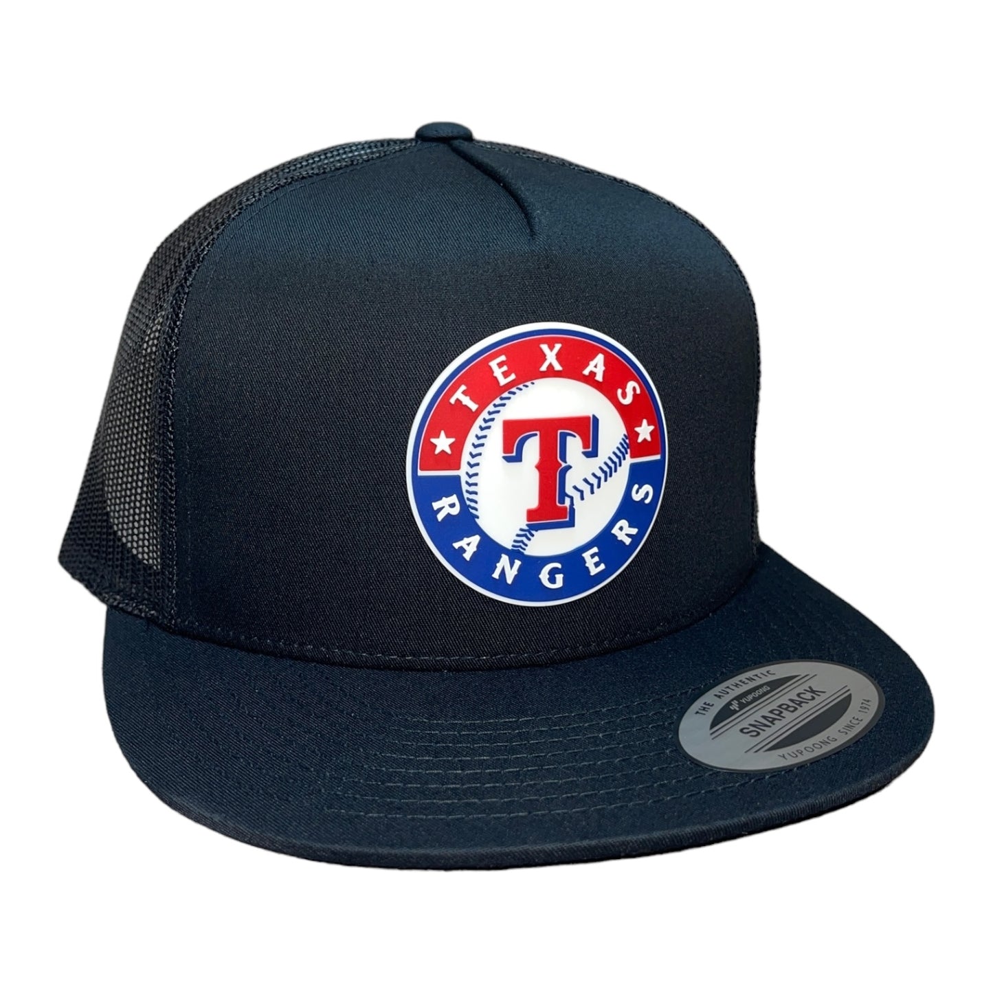 Texas Rangers 3D YP Snapback Flat Bill Trucker Hat- Black