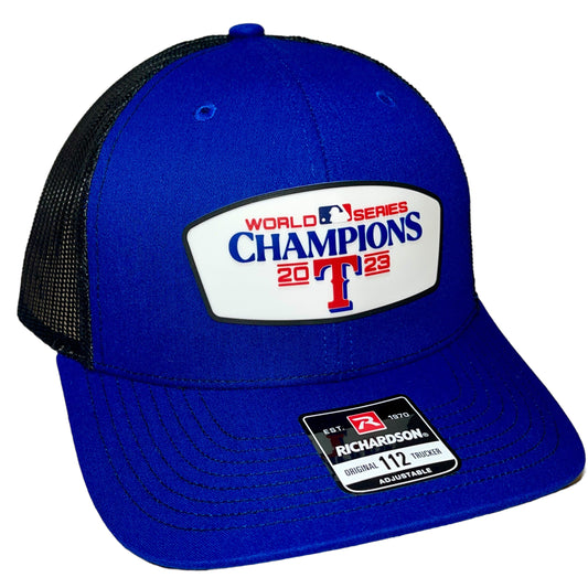 Texas Rangers 2023 World Series Champions 3D Snapback Trucker Hat- Royal/ Black