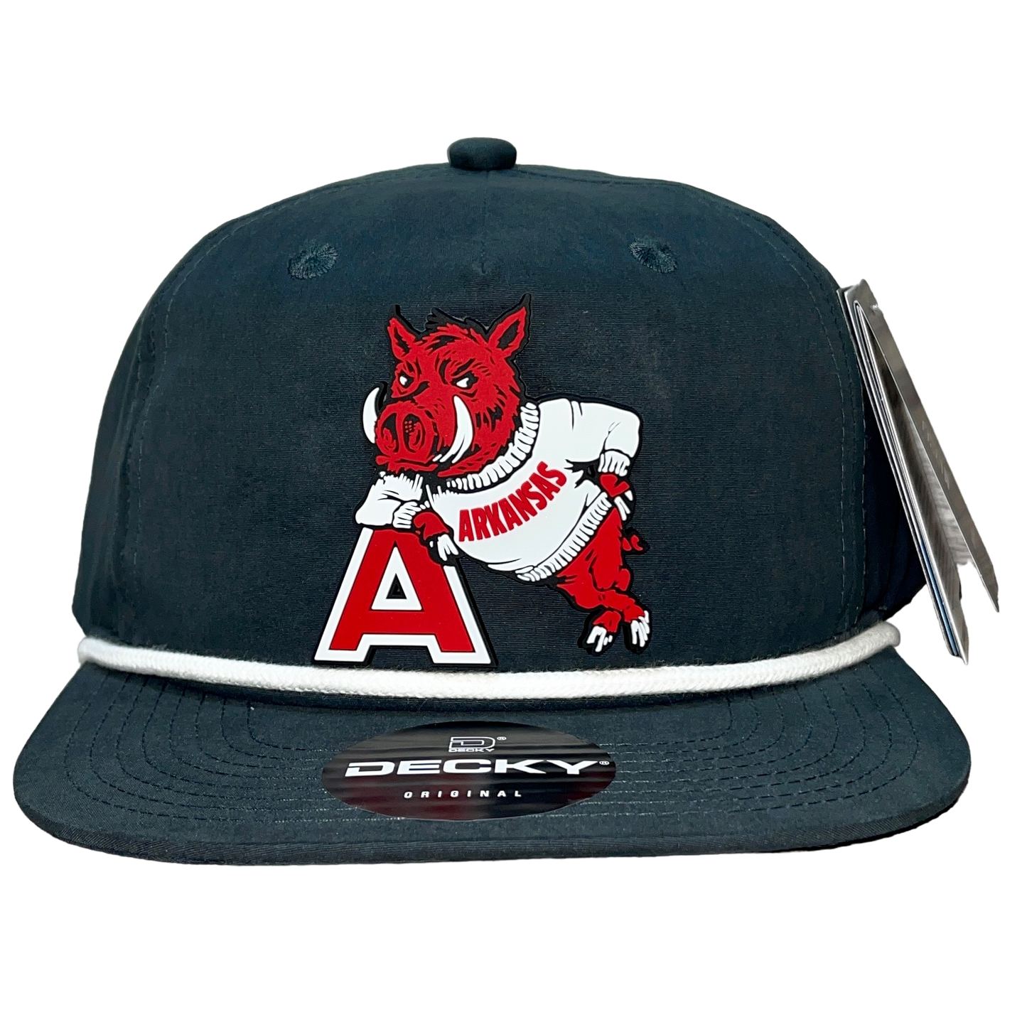 Arkansas Razorbacks- Leaning A 3D Classic Rope Hat- Charcoal/ White - Ten Gallon Hat Co.