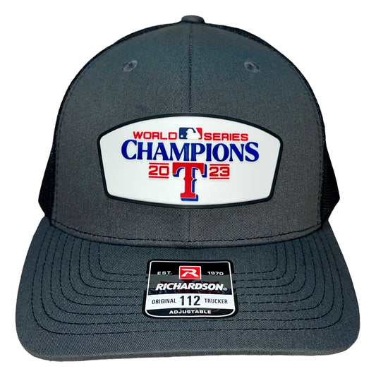 Texas Rangers 2023 World Series Champions 3D Snapback Trucker Hat- Charcoal/ Black