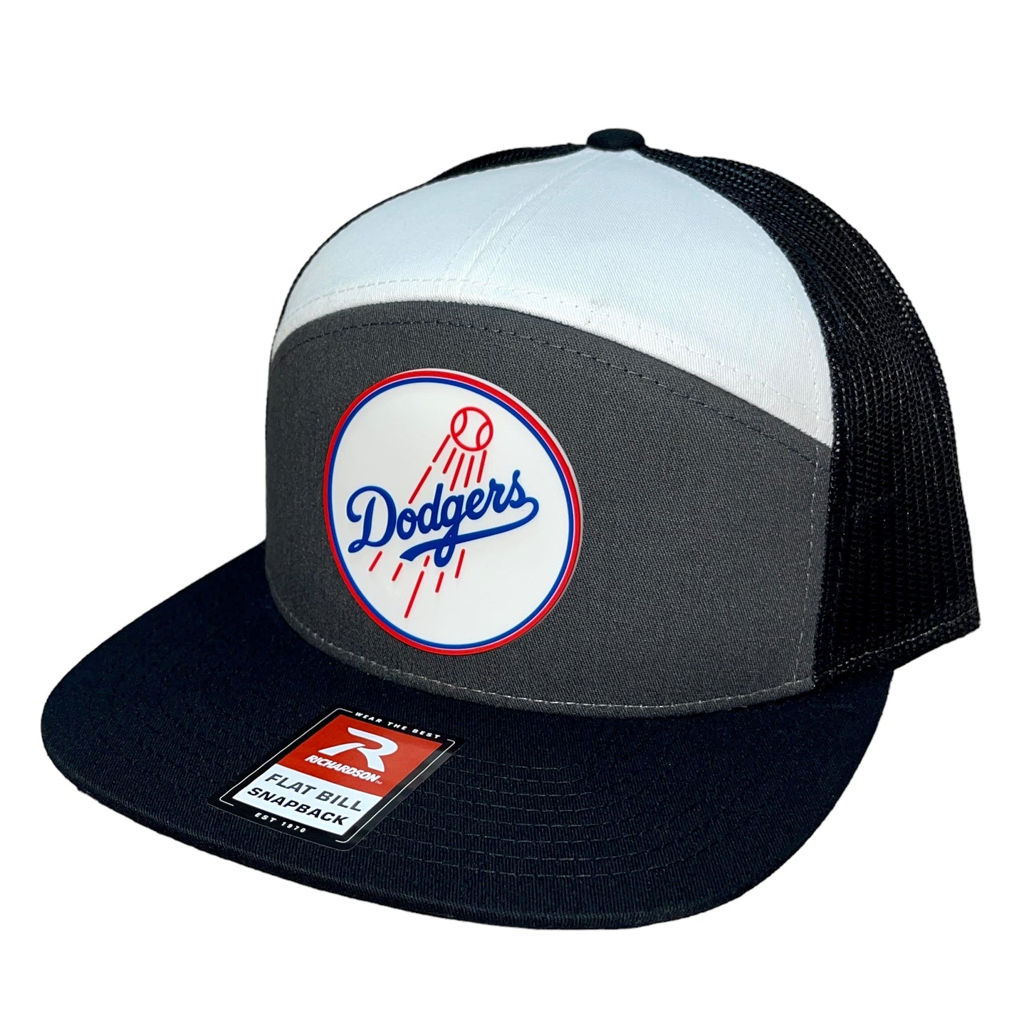 Los Angeles Dodgers 3D Snapback Seven-Panel Flat Bill Trucker Hat- Charcoal/ White/ Black - Ten Gallon Hat Co.