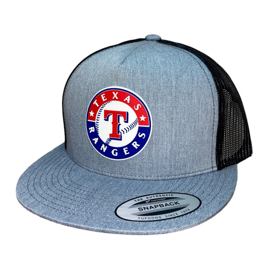 Texas Rangers 3D YP Snapback Flat Bill Trucker Hat- Heather Grey/ Black