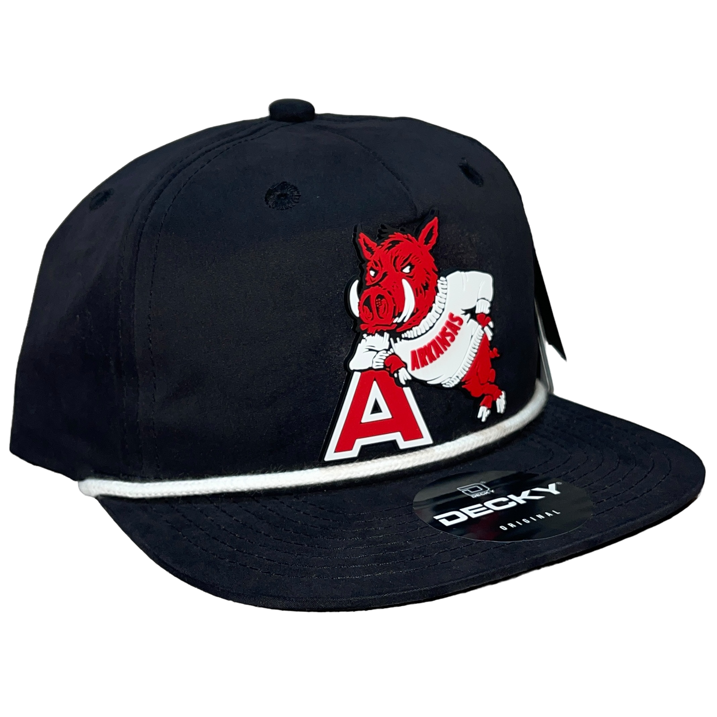 Arkansas Razorbacks- Leaning A 3D Classic Rope Hat- Black/ White - Ten Gallon Hat Co.