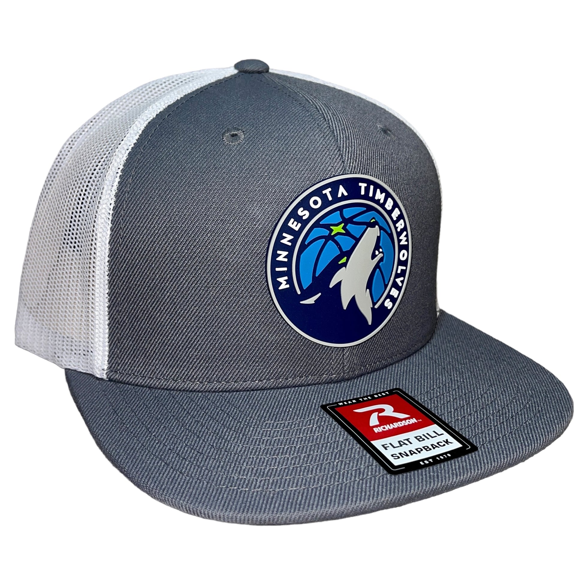 Minnesota Timberwolves 3D Wool Blend Flat Bill Hat- Charcoal/ White - Ten Gallon Hat Co.