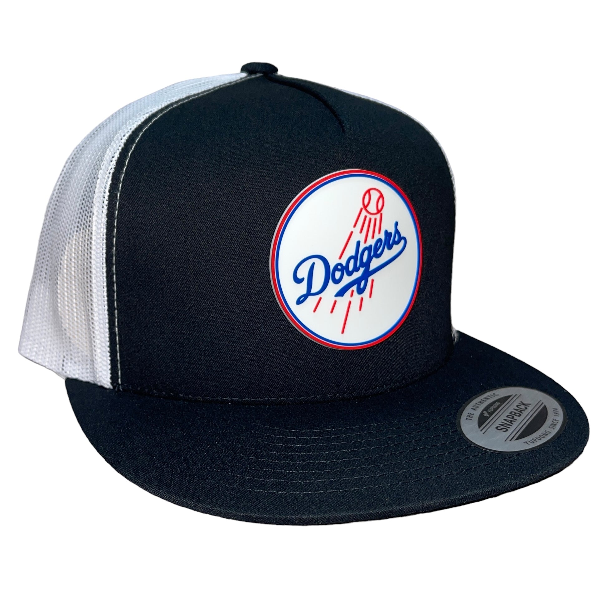 Los Angeles Dodgers 3D YP Snapback Flat Bill Trucker Hat- Black/ White - Ten Gallon Hat Co.