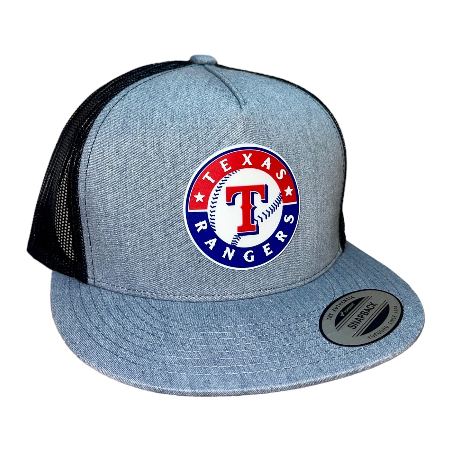 Texas Rangers 3D YP Snapback Flat Bill Trucker Hat- Heather Grey/ Black