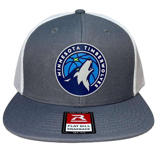 Minnesota Timberwolves 3D Wool Blend Flat Bill Hat- Charcoal/ White - Ten Gallon Hat Co.