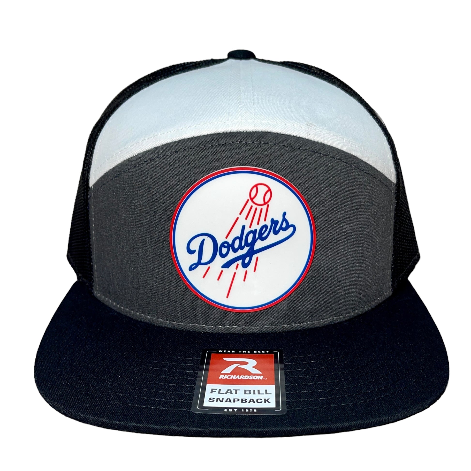 Los Angeles Dodgers 3D Snapback Seven-Panel Flat Bill Trucker Hat- Charcoal/ White/ Black - Ten Gallon Hat Co.