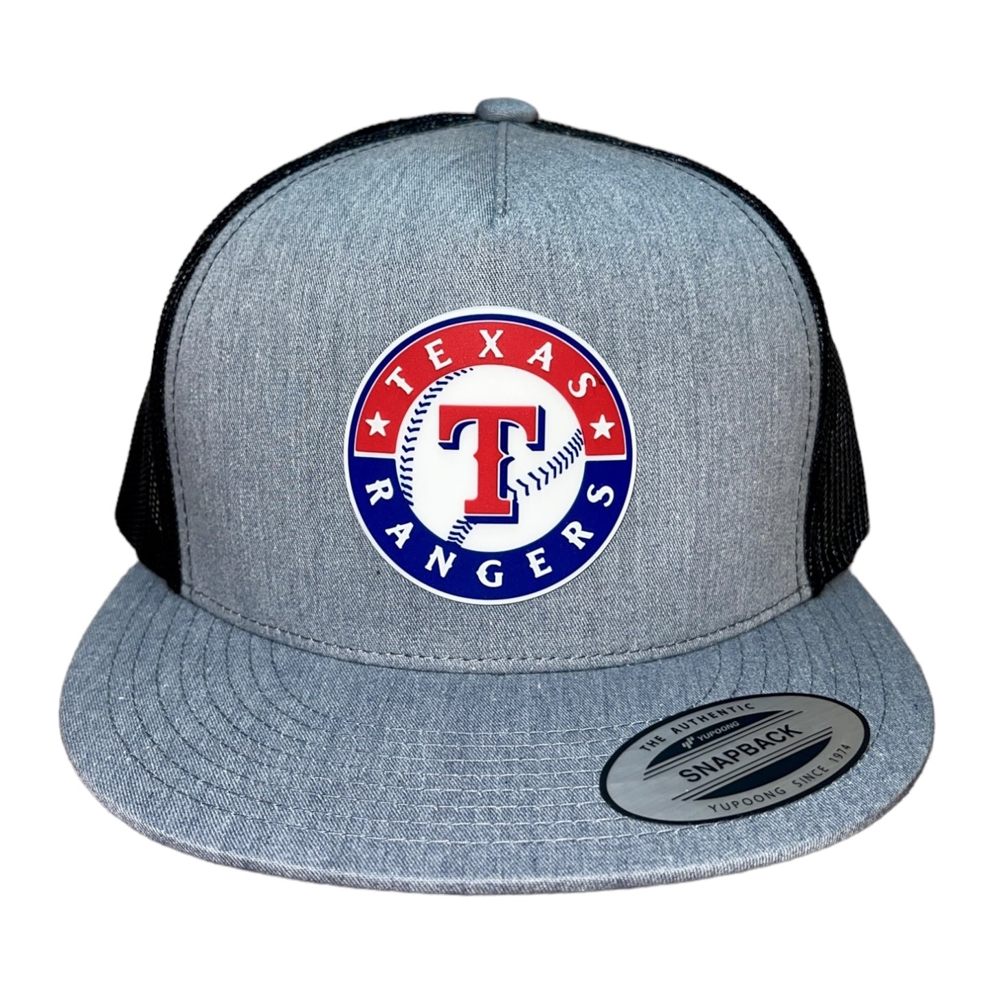 Texas Rangers 3D YP Snapback Flat Bill Trucker Hat- Heather Grey/ Black