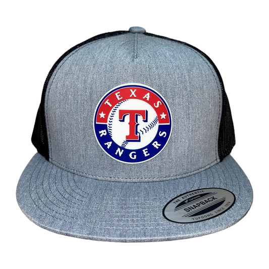 Texas Rangers 3D YP Snapback Flat Bill Trucker Hat- Heather Grey/ Black