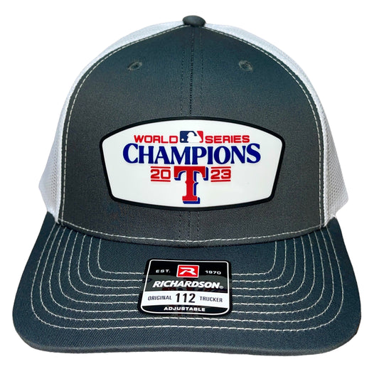 Texas Rangers 2023 World Series Champions 3D Snapback Trucker Hat- Charcoal/ White