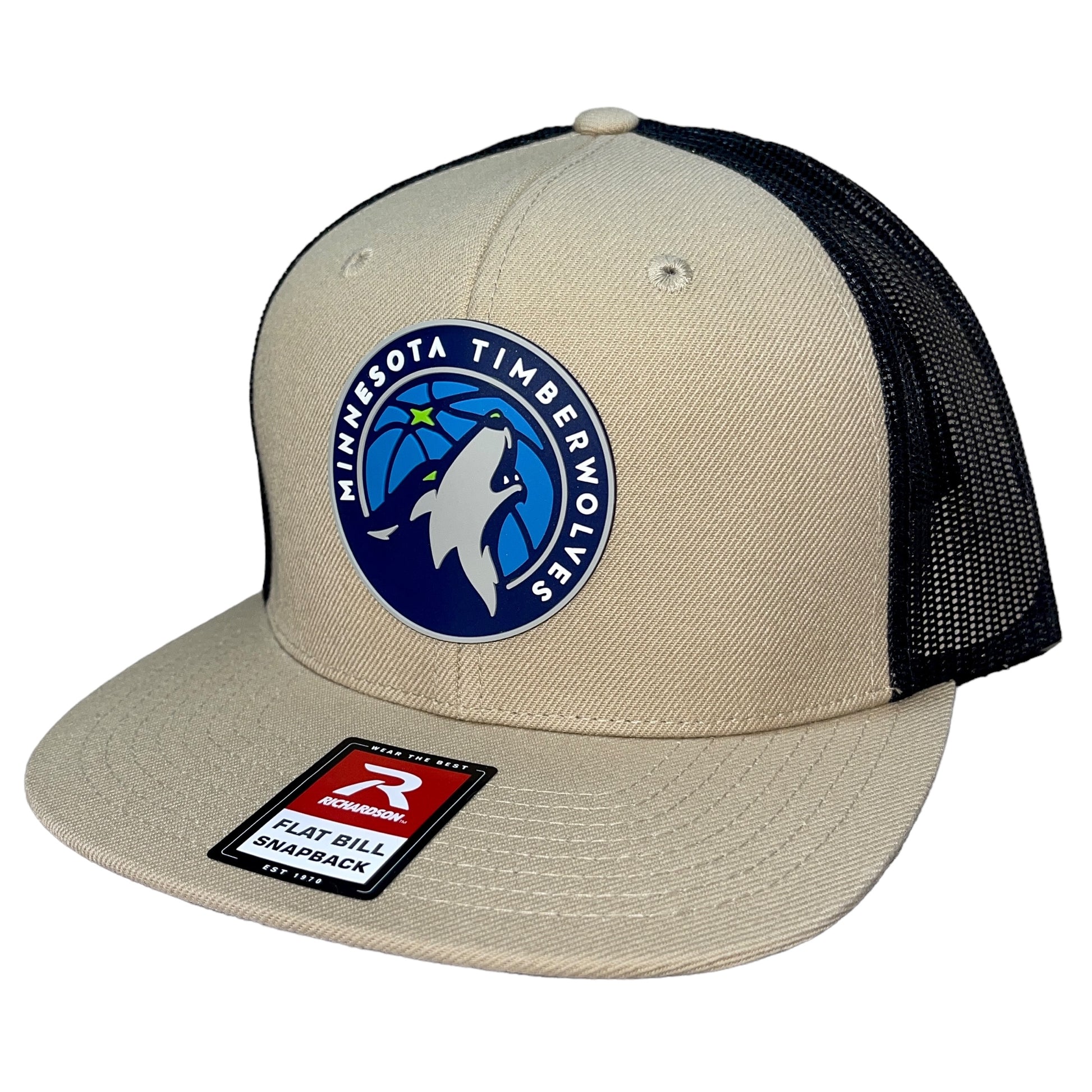 Minnesota Timberwolves 3D Wool Blend Flat Bill Hat- Tan/ Black - Ten Gallon Hat Co.