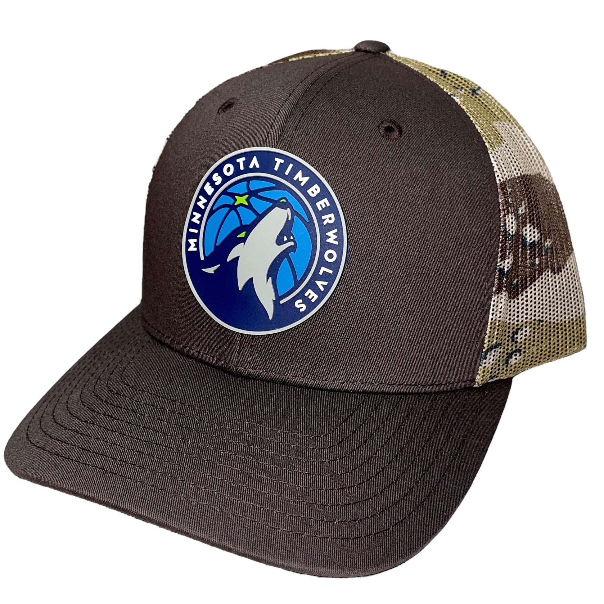 Minnesota Timberwolves 3D Snapback Trucker Hat- Brown/ Desert Camo - Ten Gallon Hat Co.