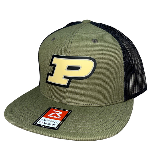 Purdue Boilermakers 3D Wool Blend Flat Bill Hat- Loden/ Black - Ten Gallon Hat Co.