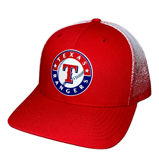 Texas Rangers 3D Snapback Trucker Hat- Red Fade