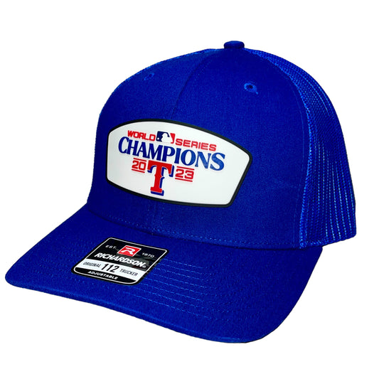 Texas Rangers 2023 World Series Champions 3D Snapback Trucker Hat- Royal