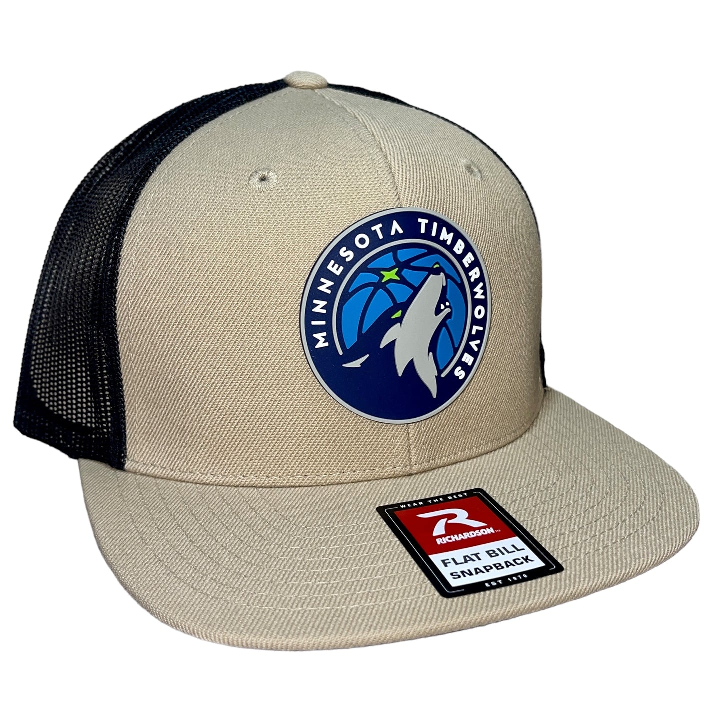 Minnesota Timberwolves 3D Wool Blend Flat Bill Hat- Tan/ Black - Ten Gallon Hat Co.