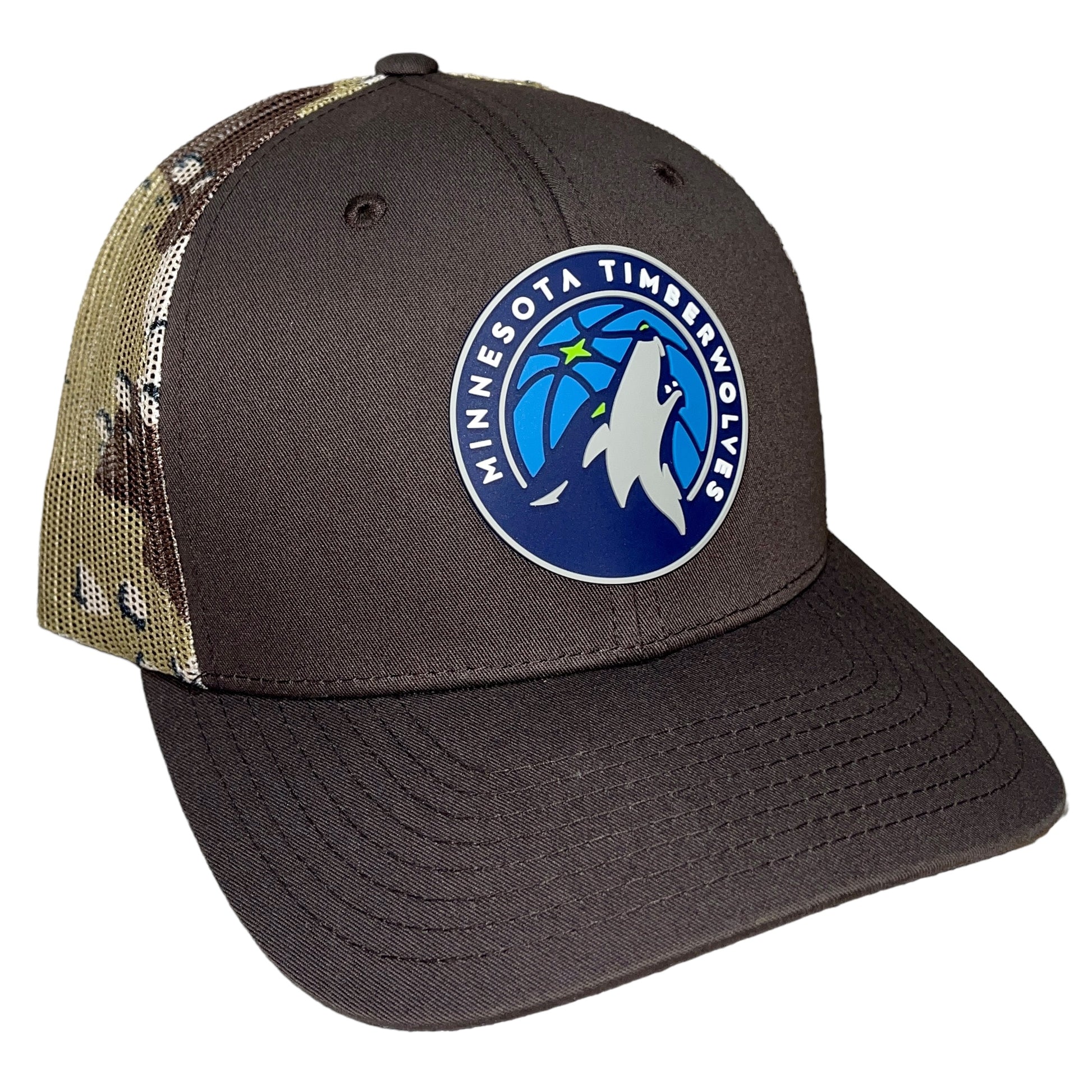 Minnesota Timberwolves 3D Snapback Trucker Hat- Brown/ Desert Camo - Ten Gallon Hat Co.