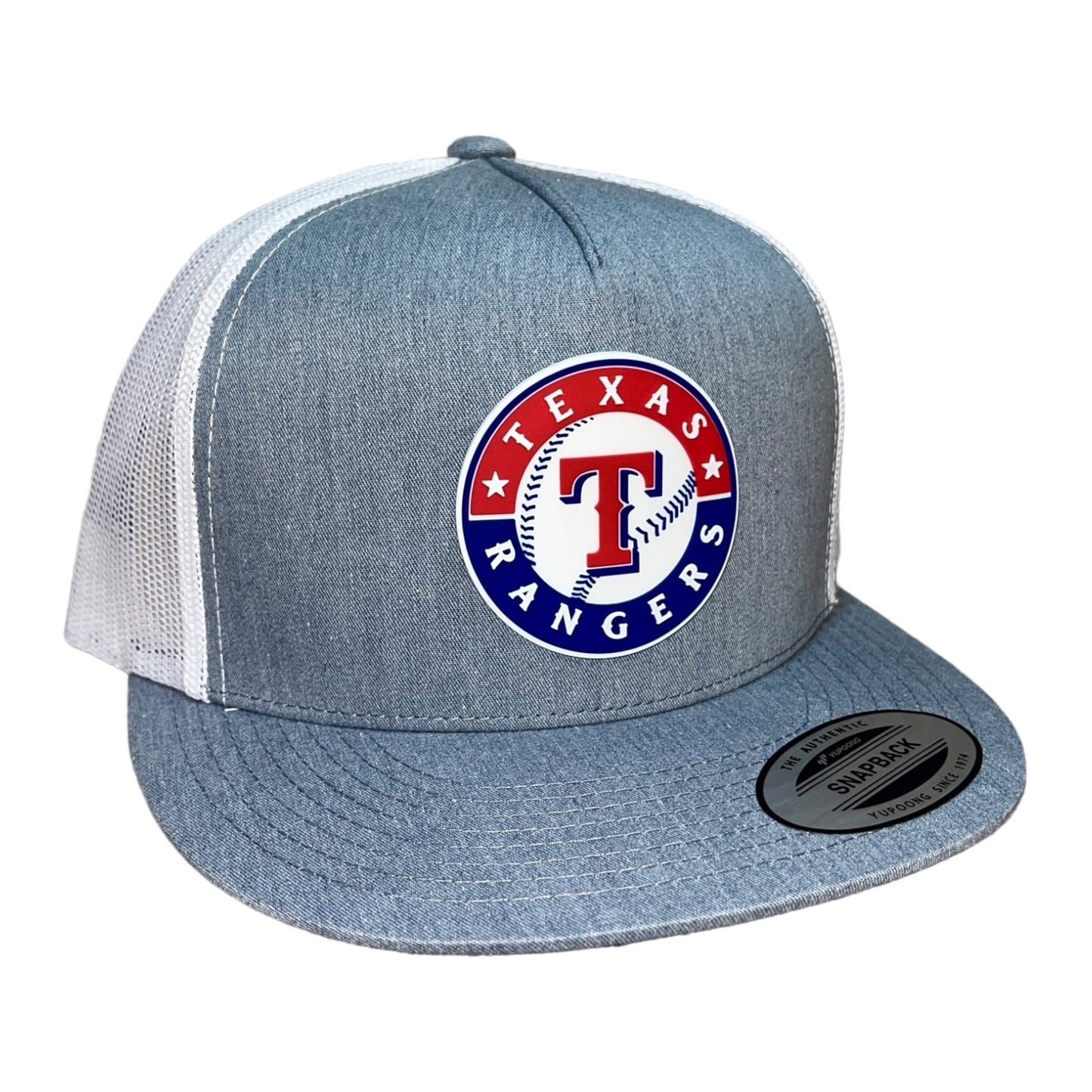 Texas Rangers 3D YP Snapback Flat Bill Trucker Hat- Heather Grey/ White