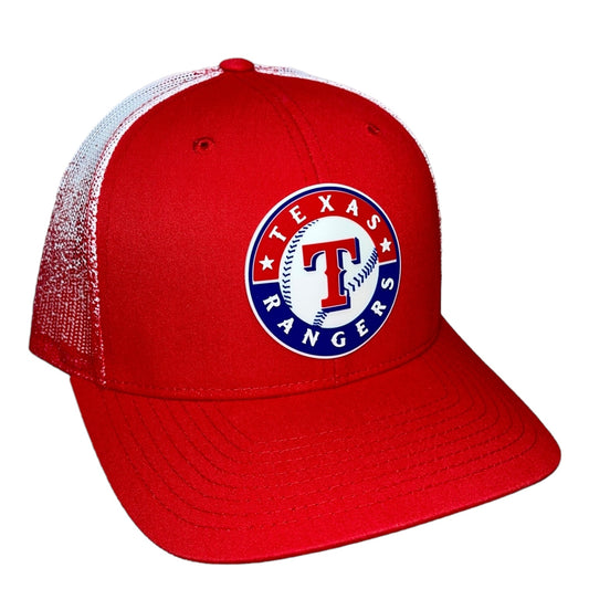 Texas Rangers 3D Snapback Trucker Hat- Red Fade