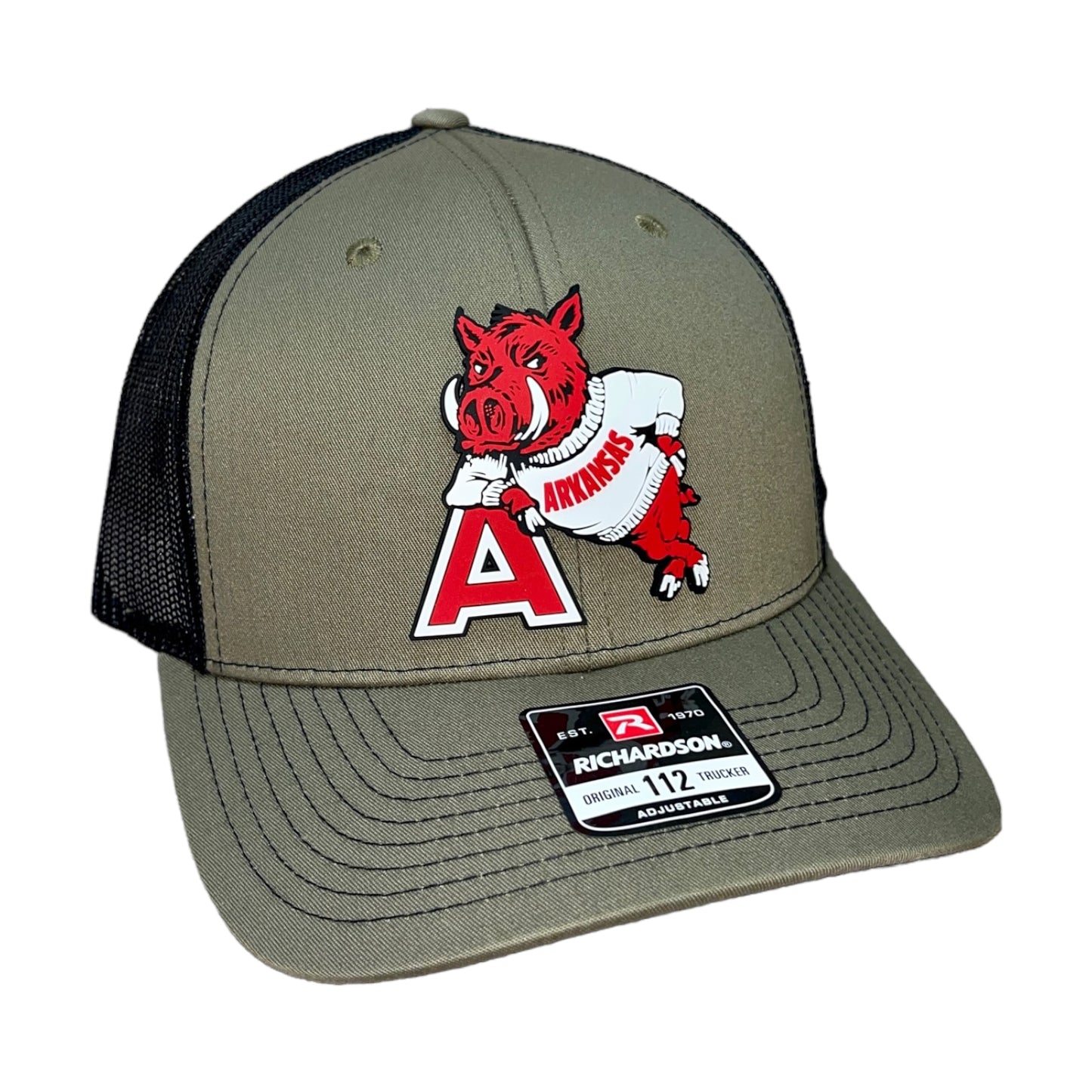 Arkansas Razorbacks- Leaning A 3D Snapback Trucker Hat- Loden/ Black