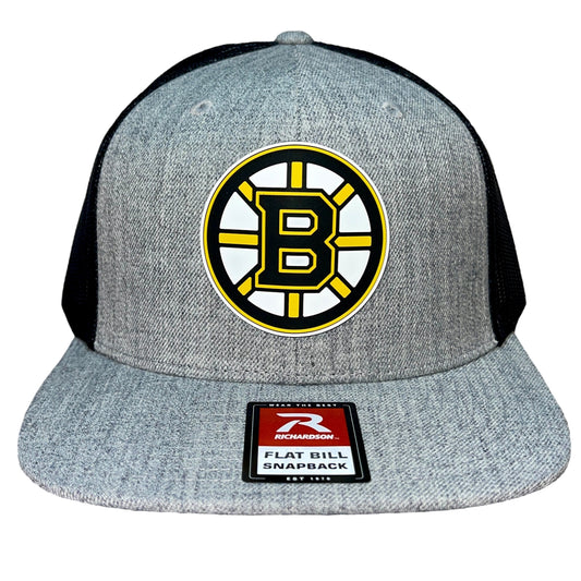 Boston Bruins 3D Wool Blend Flat Bill Hat- Heather Grey/ Black - Ten Gallon Hat Co.