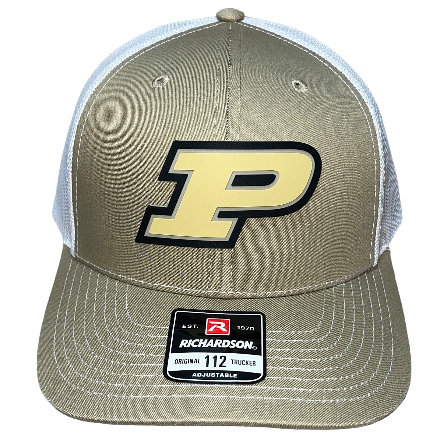 Purdue Boilermakers 3D Snapback Trucker Hat- Tan/ White - Ten Gallon Hat Co.