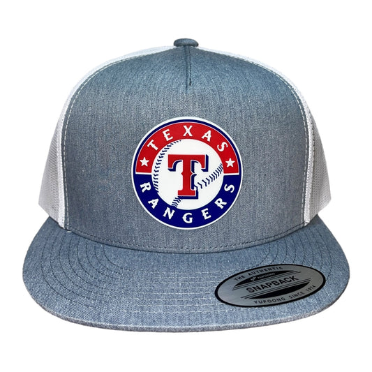 Texas Rangers 3D YP Snapback Flat Bill Trucker Hat- Heather Grey/ White