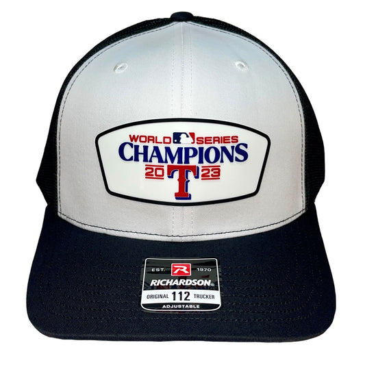 Texas Rangers 2023 World Series Champions 3D Snapback Trucker Hat- White/ Black