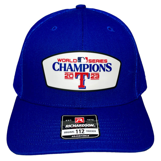 Texas Rangers 2023 World Series Champions 3D Snapback Trucker Hat- Royal